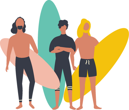 Group of Male Surfers with Surfboards